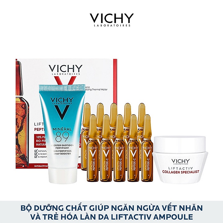 Bộ dưỡng chất giúp ngăn ngừa vết nhăn và trẻ hóa làn da VICHY Liftactiv Ampoule Peptide-C